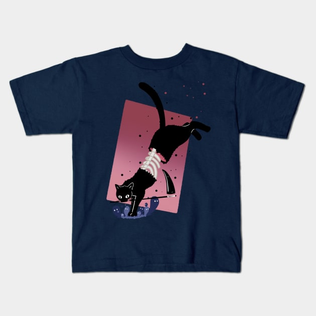 Reaper Cat Kids T-Shirt by earthninkstudio